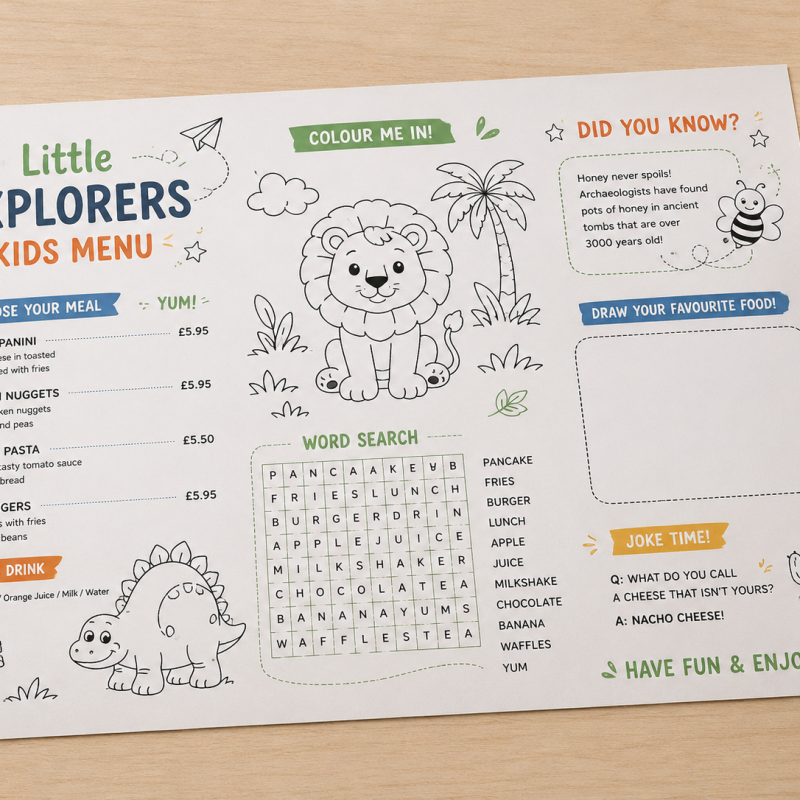Placemat menu